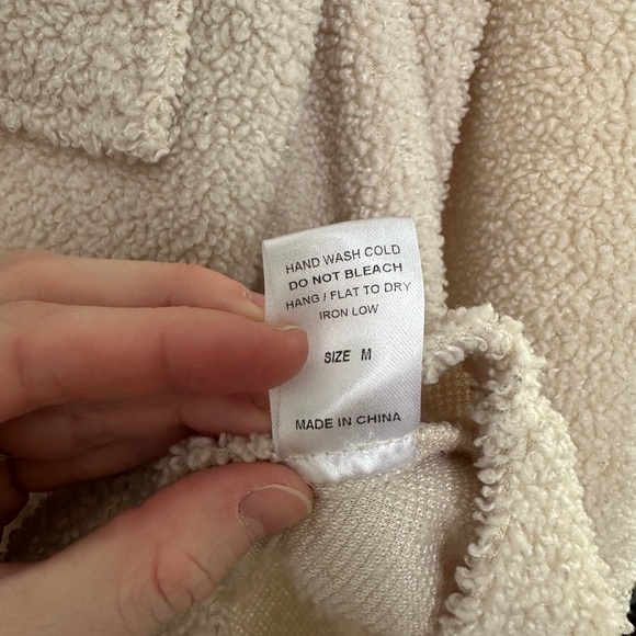 ACOA Cream Sherpa Button-Front Shacket - Picture 5 of 6